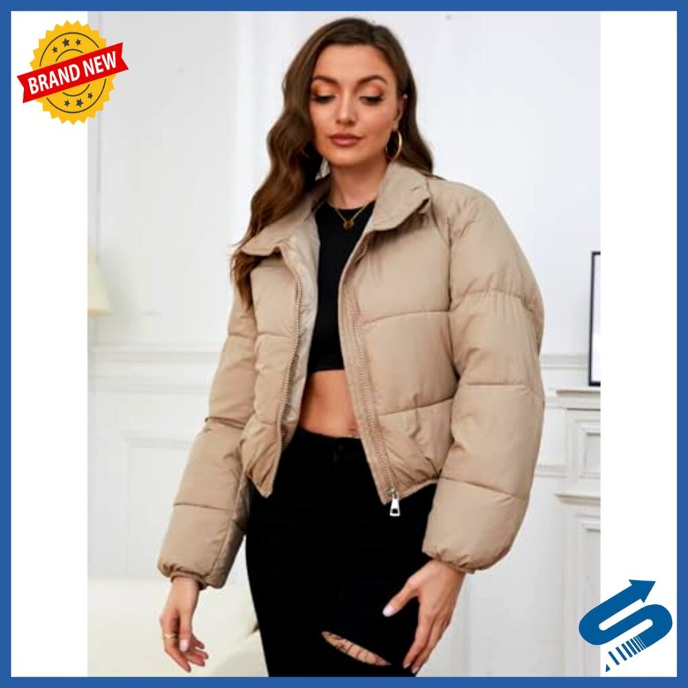 Cropped Puffer Jacket Lightweight Down Quilted Fu… - image 5